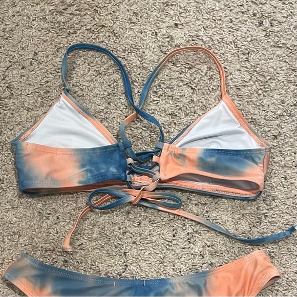 NastyGal Orange and Blue Cloud Tie-Dye Bikini Top - Picture 5 of 6